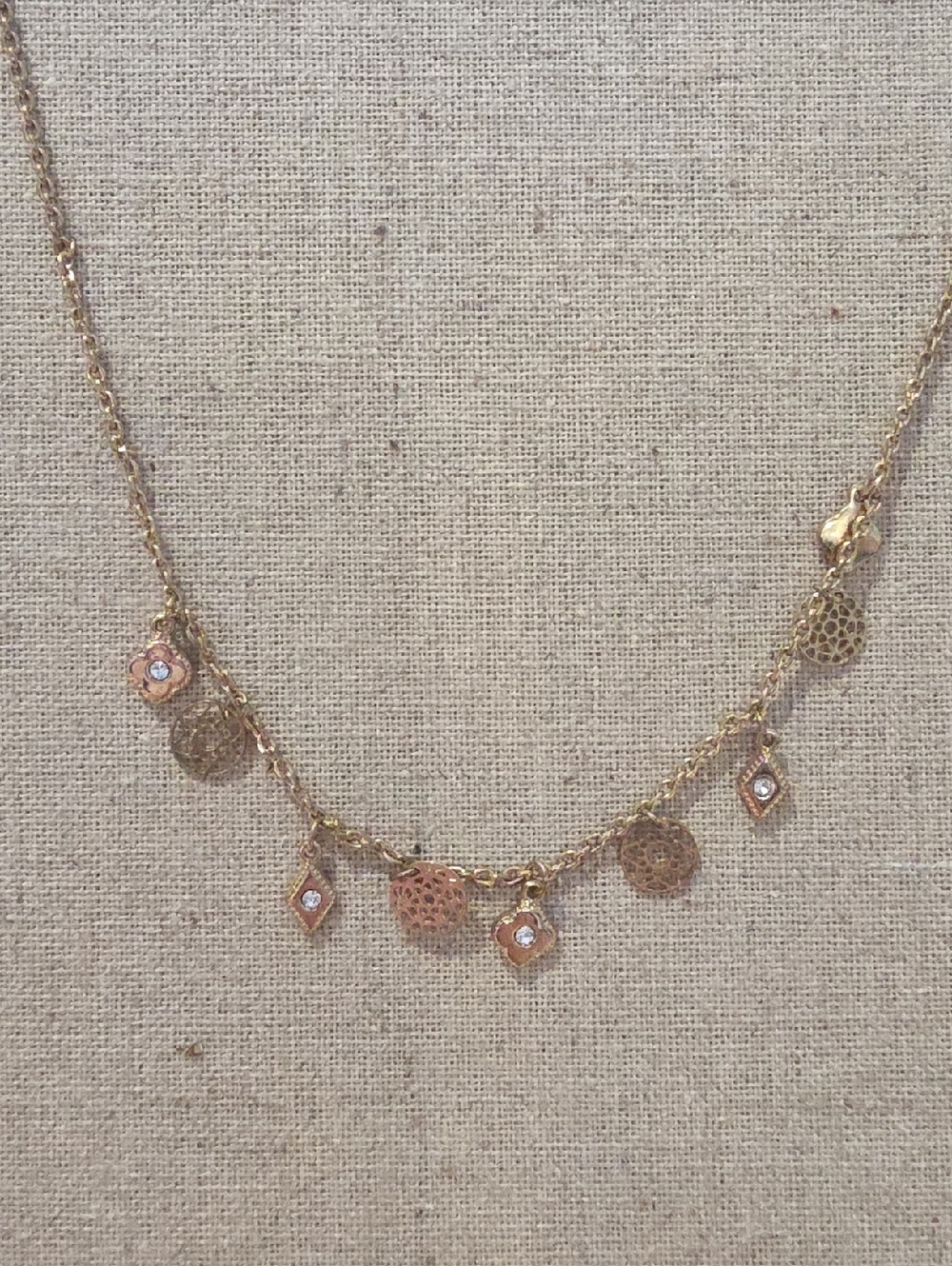 ✨️Plunder Delicate Gold-Tone Charm Necklace with Crystal Accents